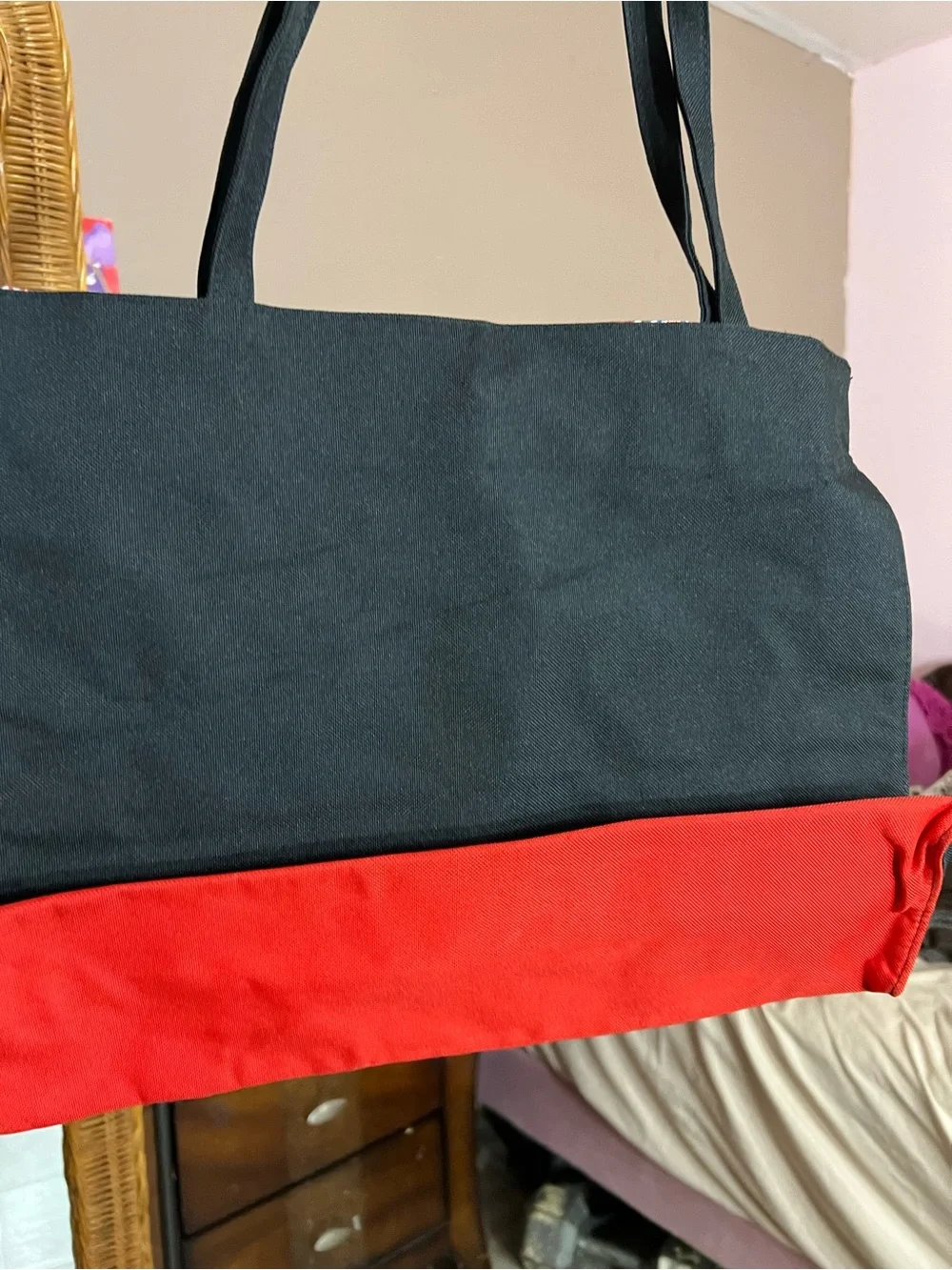 Black and Red Canvas Tote Bag